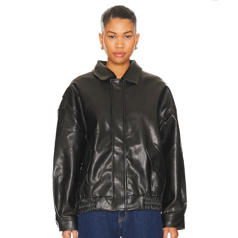 Lioness Black Vegan Leather Bomber Jacket